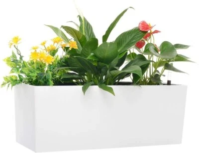 7.5''x20'' Self Watering Rectangle Planter Pots 10 Quarts Coco Soil Capacity - Image 1 of 4