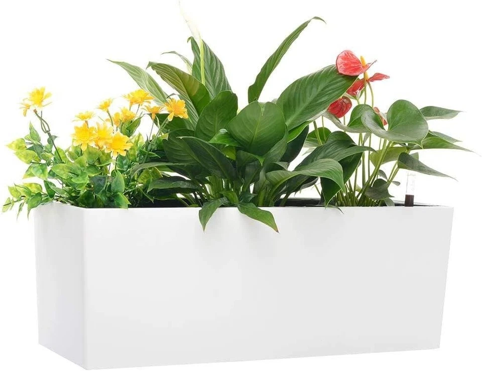 7.5''x20'' Self Watering Rectangle Planter Pots 10 Quarts Coco Soil Capacity - Image 1 of 4