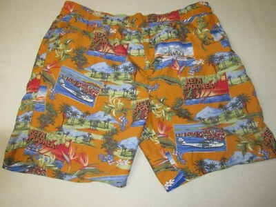 Reyn Spooner Men's Swim Trunks * Medium * island Scene Cruise Plane Palms - Image 1 of 4