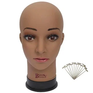 Bald Mannequin Head Brown Female Professional Cosmetology For Wig Making Display - Picture 1 of 7