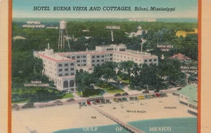 BILOXI MS HOTEL BUENA VISTA AND COTTAGES VINTAGE LINEN POSTCARD 041725 U - Picture 1 of 2