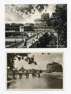 Zwei Ansichten Engelsburg Rom, Italien Grabstätte von Hadrian RPPC Postkarte - Bild 1 von 2
