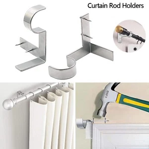 Hook Frame Holder Single Hang Curtain Rod Bracket Tap Right Into Window Frame - Picture 1 of 15