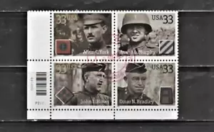 USA Block of 2000 Used Stamps Distinguished Soldiers Fine - Picture 1 of 1