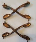 Vintage Pair of Copper Drawer Pulls Crisscross Spoon Shaped 
