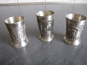 3 x Zinn Vintage Becher Luther 95% Reinzinn Eisenach Erfurt Untertürkheim 184 g - Bild 1 von 13