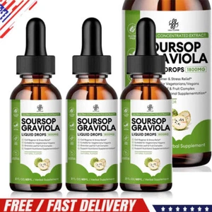 1-3x Soursop Graviola Extract Liquid Drop Immune Digestive Support & Antioxidant - Picture 1 of 11