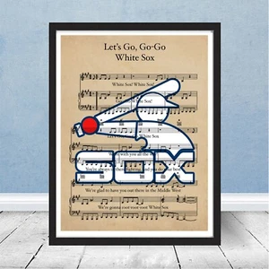 Let's Go White Sox Sheet Music Vintage Logo Baseball Print Gift Chicago South - Picture 1 of 3