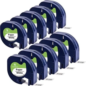 10PK Dymo Letra Tag LT 91330 White Paper 12mm x 4m LT-100H LT-100T Printer - Picture 1 of 7