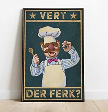 Tin Sign Swedish Chef Kitchen Wall Decoration Fun Cooking Retro Metal Poster Bar