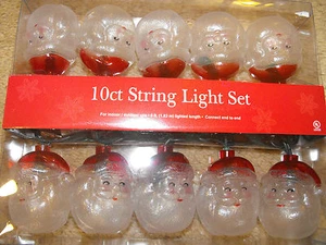 Set of 10 Santa String Light Set green Wire New 6ft.Indoor/Outdoor 120V 60Hz - Picture 1 of 3
