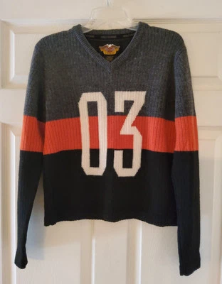 Suéter Harley Davidson Vintage 100 Aniversario, Para Mujer Grande, 100% Lana Foto 1 de 4