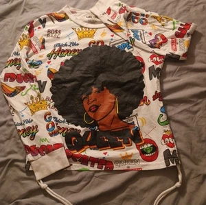 Girls Long Sleeve Shirt With Graffiti Multicolors Size Medium - Picture 1 of 10