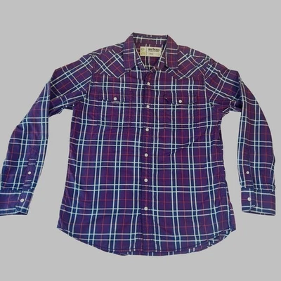 Camisa masculina Urban Pipeline botão grande roxa xadrez bolso skatista surfista Y2K - Imagem 1 de 4