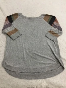 Maurices Sweater Plus Size 2X Gray Striped 3/4 Sleeve Split Tail Lightweight - Picture 1 of 9