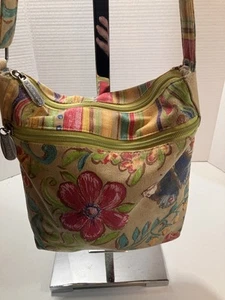 Kate McRostie Ikat Floral Butterfly Hand Painted Canvas Purse Bag Crossbody - Picture 1 of 11