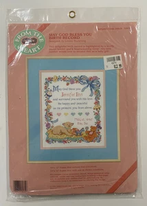 Registro de nacimiento May God Bless You - Kit de punto de cruz estampado dimensiones #53035 nuevo - Imagen 1 de 2