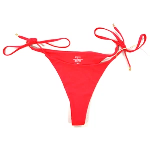 Quince Italian High Leg Bikini Bottom Women's Size XL Red Ties w/Gold Tabs - Picture 1 of 6