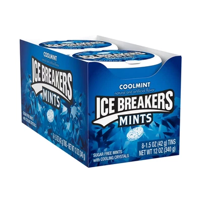 ICE BREAKERS Coolmint Sugar Free Breath Mints, 1.5 oz Tins (8 Count) - Image 1 of 4