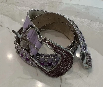 Пояс Christine Alexander фиолетовый с заклепками украшенный драгоценными камнями L (42 дюйма от конца до конца) - Изображение 1 из 4