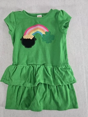Vestido Gymboree Niñas Talla 4T Verde Manga Corta Bordado Arco Iris En Niveles Foto 1 de 4