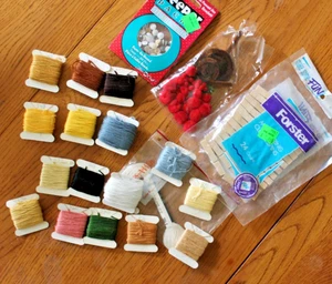 Odd Lot Cross Stitch Thread Crafting Eyes Mini Clothes pins EUC - Picture 1 of 6