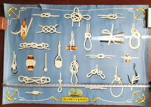 Vintage BOAT NAUTICAL "SEAMEN'S KNOTS" Poster printed Arti Grafiche Ricordi - Picture 1 of 24