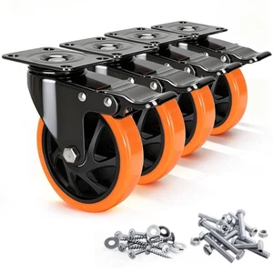 5" Laufrollen, Schwerlast Laufrollen 4er Set, Dual Lock PU Rollen, Ind... - Bild 1 von 7