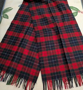 Pendleton Pura Lana Virgen Rojo Cuadros Tartán Tejido Bufanda Con Flecos - Imagen 1 de 3