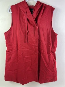 Eileen Fisher XL tunica con cappuccio rossa canotta senza maniche cotone nylon minimalista - Foto 1 di 10