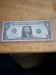 6 of a Kind 6s Fancy Serial Number 1 Dollar Bill Matching Set F69666668A - Picture 1 of 4