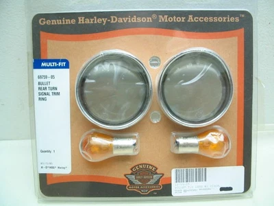 Rear Turn Signal Visor Kit Smoked Lens 69759-05 Harley Bullet Style Signals - Image 1 of 4