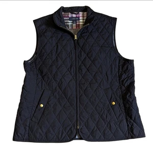 Lands' End Classic Black Minimalist Quilted Fall Full Zip Puffer Style Vest - Picture 1 of 3
