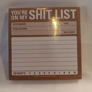 Bloc de notas adhesivo Stocking Stuffer You’re On My Sh*t List divertido mordaza regalo sellado  - Imagen 1 de 4