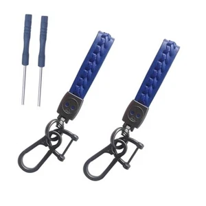 Car Genuine Leather Keychain Key Ring Lanyard Accessories Business Present Blue - Picture 1 of 5