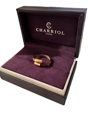 Philippe Charriol Celta Oro Rosa Cable Anillo SS Talla 5-8 Ajustable - $450 Foto 1 de 4