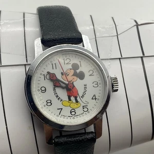 Vintage Disney Mickey Mouse Silver Tone Mechanical Watch Working New Battery - Picture 1 of 5