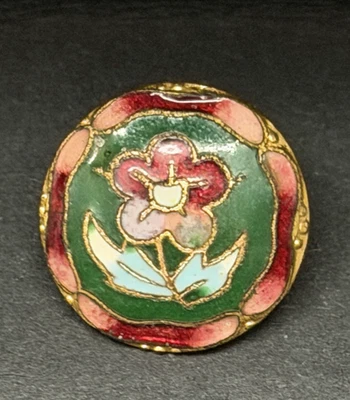DARLING Vintage FLOWER/FLORAL Enamel Button - 9/16" (Y6) - Image 1 of 2