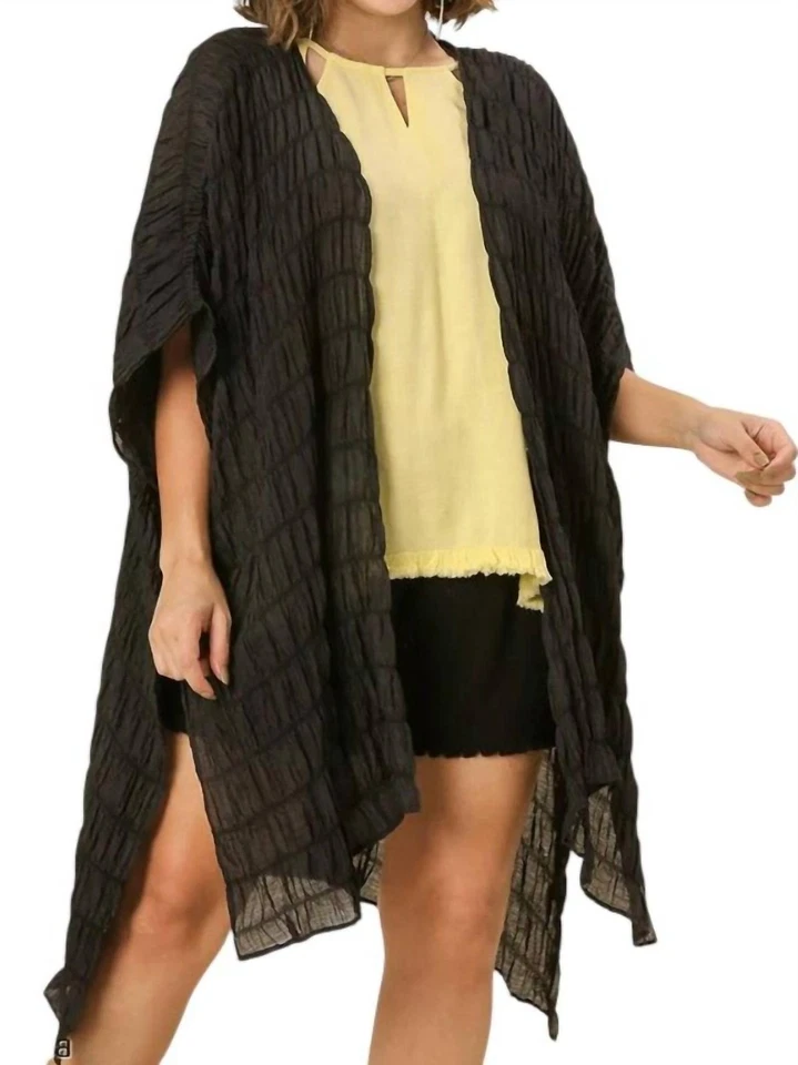 Текстурированное кимоно Umgee Sheer Ruffle черное - Изображение 1 из 1
