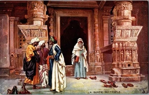 Lasciando il Tempio Khajuraho India cartolina d'epoca JC3 - Foto 1 di 2