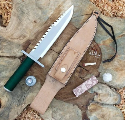 Réplica personalizada hecha a mano cuchillo Rambo primera sangre, cuchillo de caza, cuchillo de camping Foto 1 de 4
