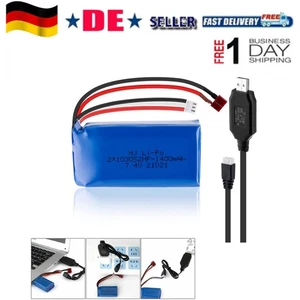 7,4V Akku 1400mAh 20C mit USB Kabel für WLtoys 4WD RC Cars Auto Truck Boot  - Bild 1 von 16