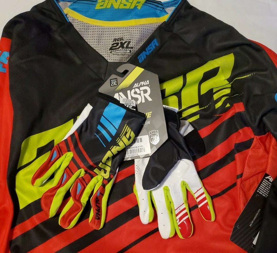 New Answer Red & Black A17 Alpha Jersey & Gloves in 2XL (NEW) - Image 1 of 4