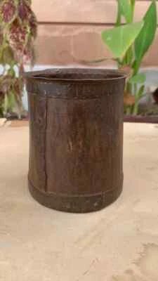 Старинный старинный индийский ручной ковки железа зерна семена мерная чашка рис измерительный горшок - Изображение 1 из 4