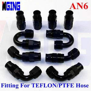AN6 6AN 6 Teflon E85 PTFE Oil Fuel Line Hose End Fitting Adapter BK - Bild 1 von 7