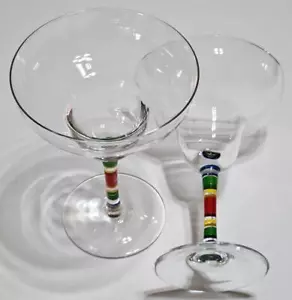 2er Set handbemalte Margarita Daquiri Weingläser mit langem Stiel in Fiesta Farben - Bild 1 von 11