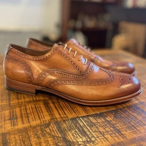 Men's New Antonio Maurizi Brown Leather Wingtip Shoes Size 42 EUR/9 US - Picture 1 of 9