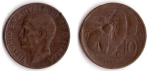 1923 Vittorio Emanuele III Cent 10 Biene Kupfer Umlauf Mehrfachverkauf - Bild 1 von 1