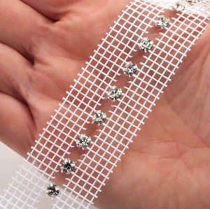 ss22 4,9 mm Cristallo Strass Rete Filo Puntale Bordo Fascia Cucito Abbellimento - Foto 1 di 7
