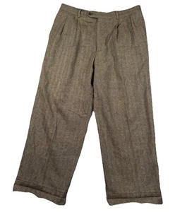 Vintage Banana Republic Pants Men 36R/28 Beige Wool Blend Herringbone Tweed Y2K - Picture 1 of 7